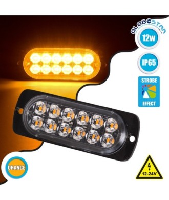 GloboStar® 85264 PRO Series Μπάρα Σήμανσης Οχήματος Οδικής Βοήθείας για Αυτοκίνητα & Φορτηγά Φωτισμού STROBE LED SMD 3030 12W DC 12-24V Αδιάβροχη IP65 Πορτοκαλί